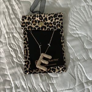 Daisy Fuentes Gold Initial Necklace with Leopard Pouch